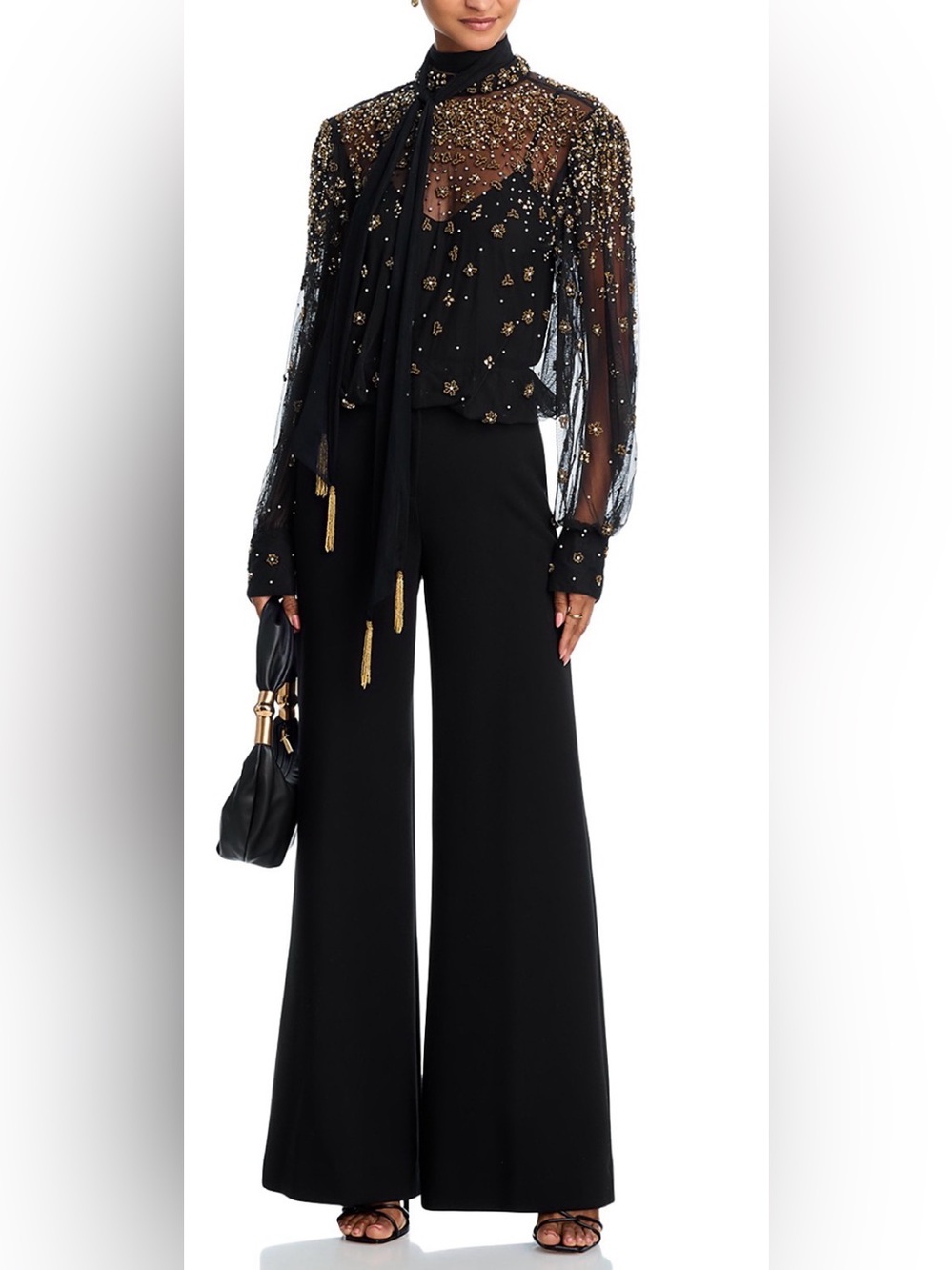 FARM Rio Black Embroidered Bubble Tulle Blouse - Picture 2 of 5